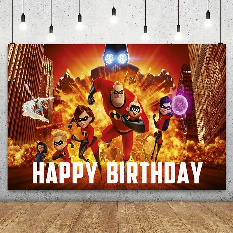 

Disney The Incredibles Background Photography Backdrop Birthday Party supplies Decor Banner Tablecloth Baby Shower Supplies