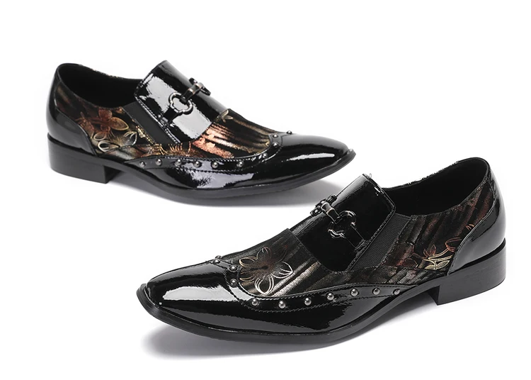 BOARD Herbst Herrenschuhe Spike Luxuriöse Persönlichkeit Bankett Niete Tigerkopf Druck Formelle Kleidung Schuhe – Detail 8