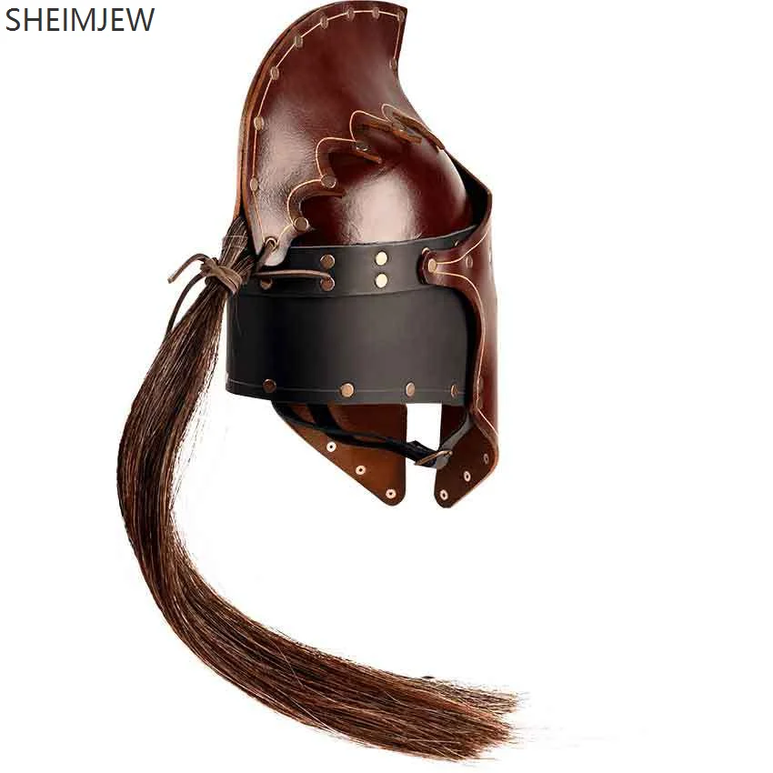 Halloween Medieval Role Play Accessories Knight Warrior Gladiator Roman Greek Costume Movie Character Helmet Adult Unisex New view 3