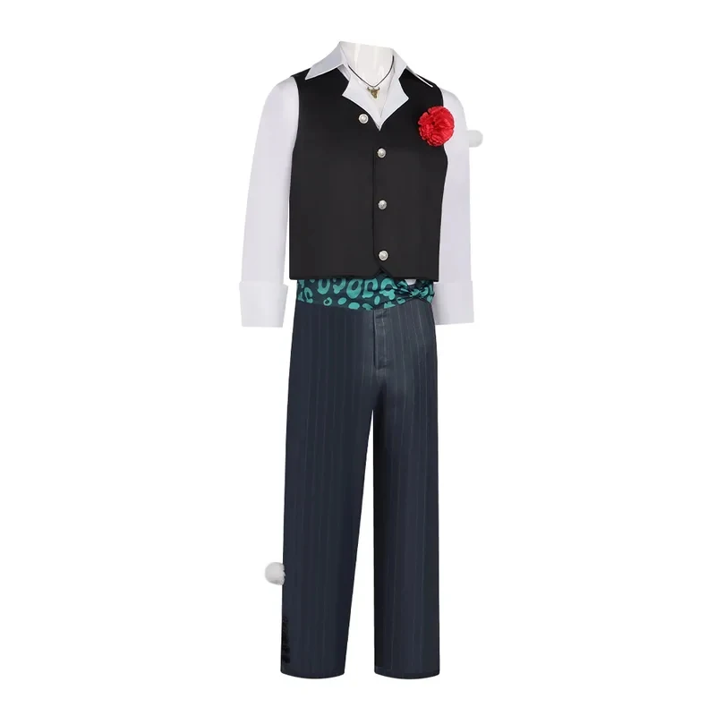 Disfraz de Cosplay de Hernando Romero de Identity V, Juego de Anime TYV55WHH, Peluca, Chaleco, Pantalones, Collar, Flor, Atuendo Masculino para Halloween