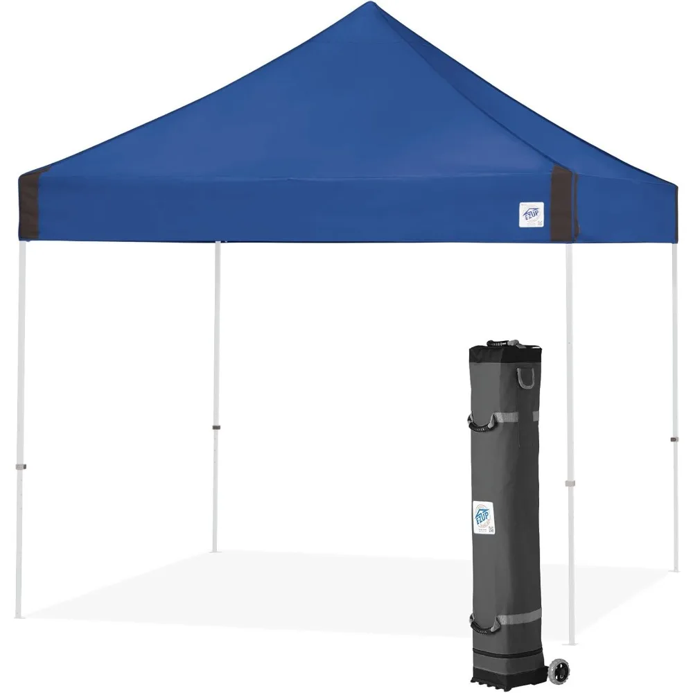 

E-Z UP Vantage Shelter Canopy, 10' x 10', White Powder-Coated Steel Frame with Wide-Trax Roller Bag & 4 Piece Spike Set,