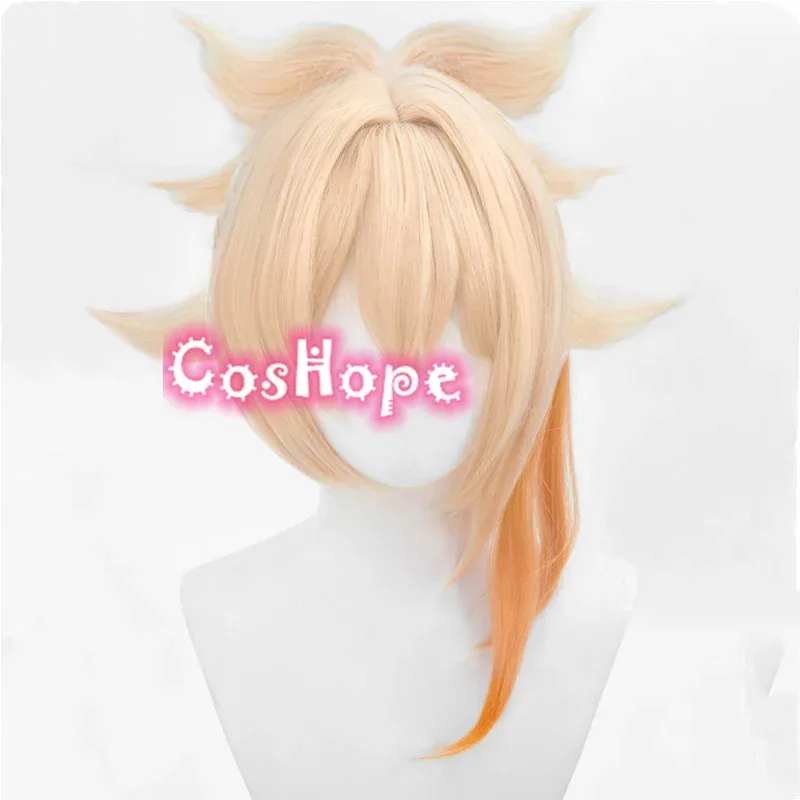 

2025 Yoimiya 45 см желтый парик аниме косплей термостойкие синтетические парики волосы Хэллоуин