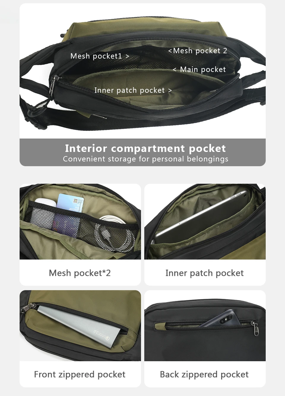 Tigernu Brusttaschen für Männer 7,9 Zoll IPad Tasche leichte Umhängetasche wasserdichte Umhängetasche männliche Mini-Taschen Sling Bag Handtasche – Detail 8