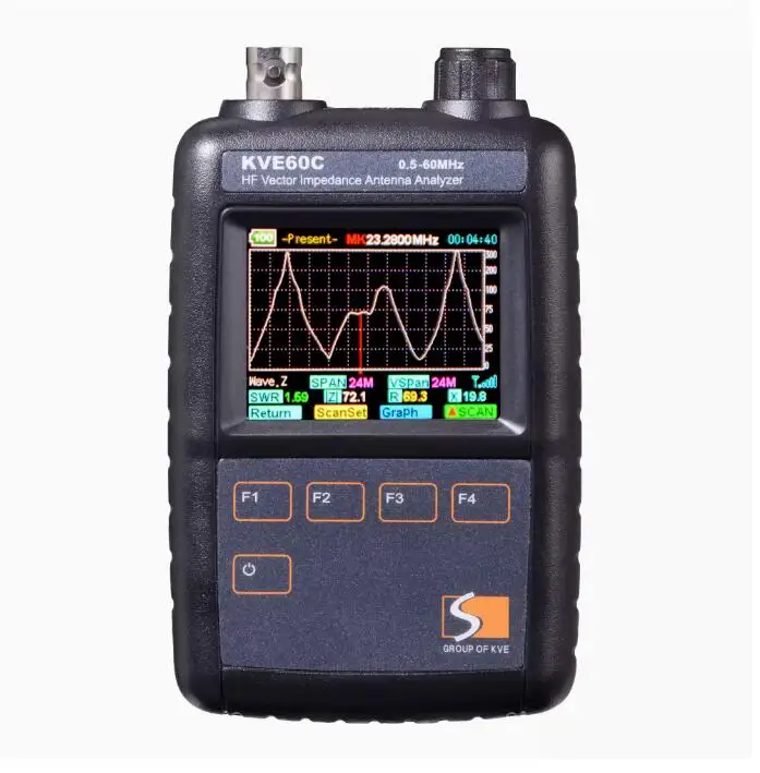 KVE60C 0.5-60MHz HF ANT SWR Vetor Impedance  Antenna Analyzer Meter