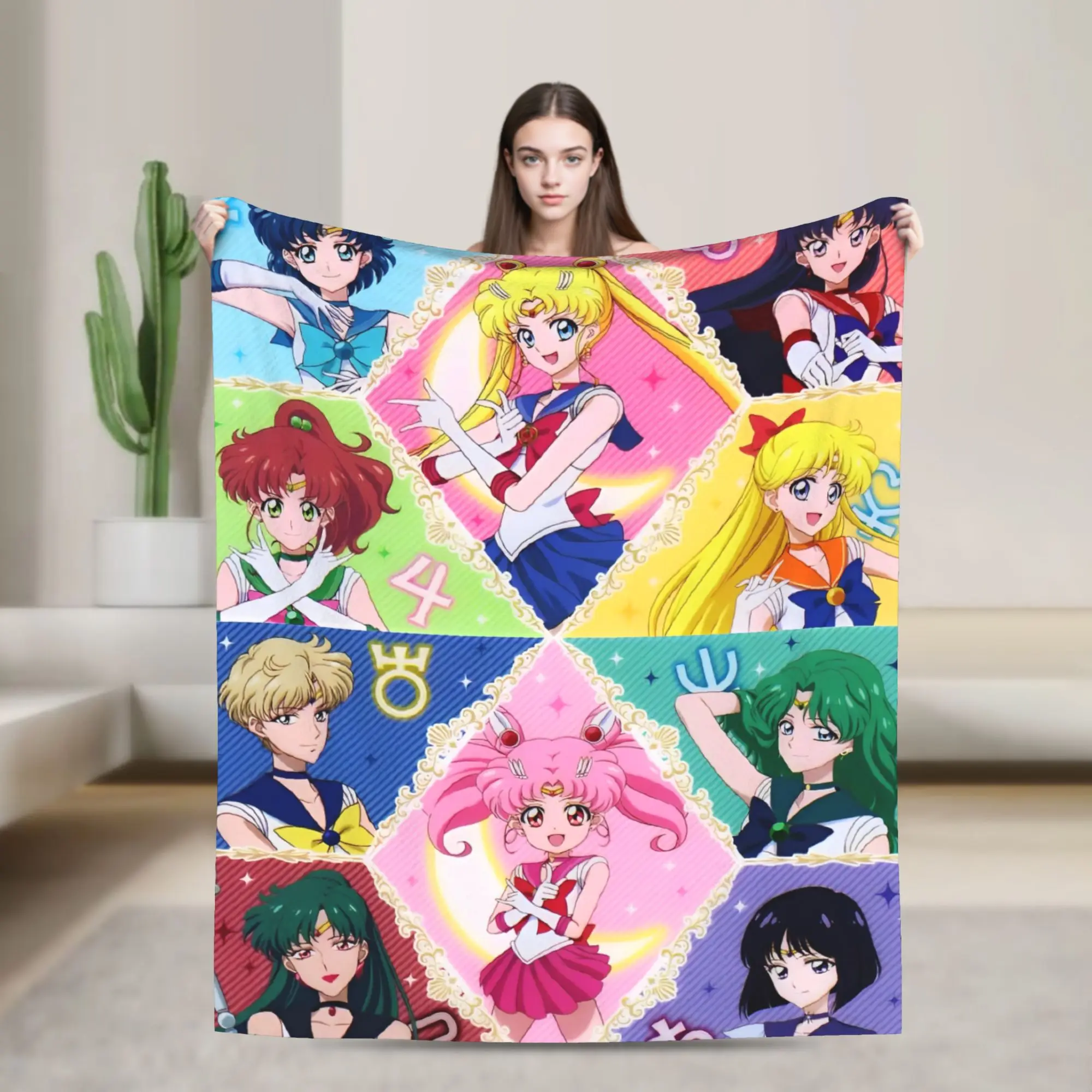 S-Sailor M-Moon Anime Blanket  Camping Flannel Bedding Throws For Living Room Warm Soft Design Quality Bedspread Gift