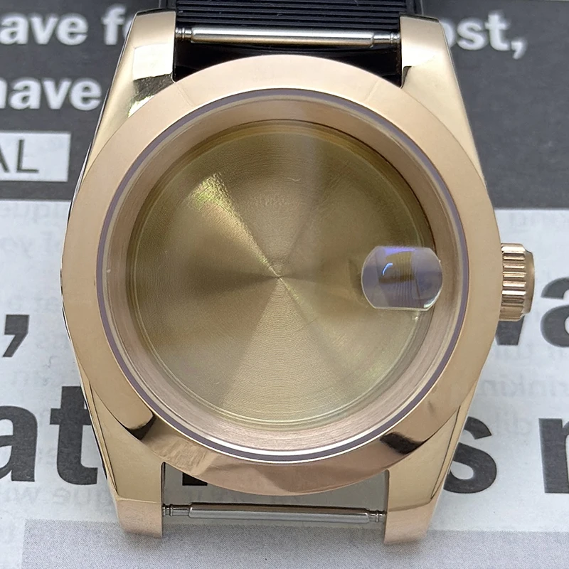 NH35 316L Stainless Steel 36mm/39mm RoseGold Polish Incline Sapphire Magnifying Glass Watch Case Fit NH35/NH36 Movement