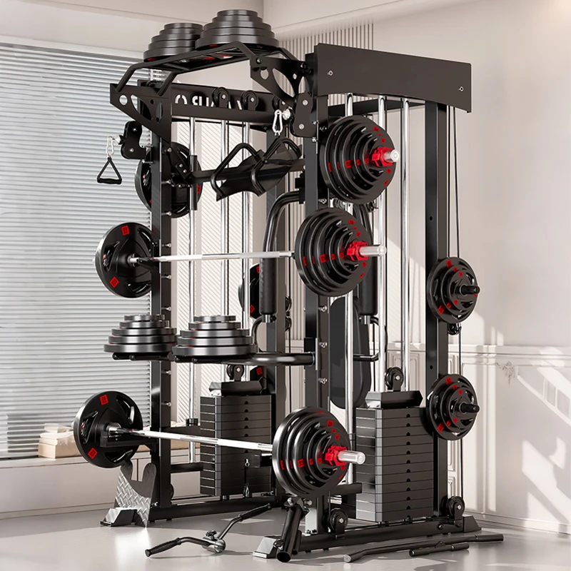 Comprehensive Home Gym System Multi-Function Squat Bench Press Gantry Rack Smith Machine Training Equipment
