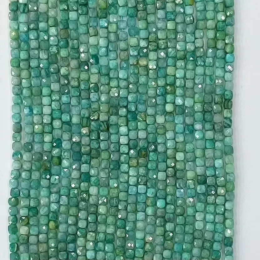 Natural Amazonite Stone Facted Cube Loose Beads Jewelry Making DIY Bracelet Necklace 38cm Manufacturer for Women Wholesale