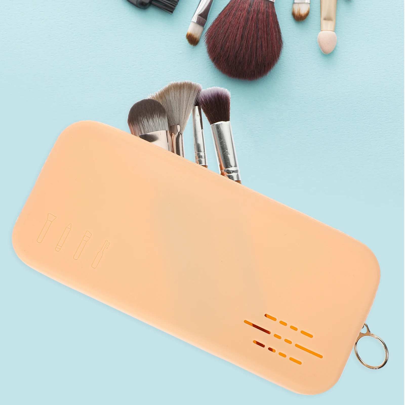 

Travel Makeup Brush Holder Silicone Makeup Brush Bag Portable Pouch Zipper Case for Lipstick Lip Gloss Organizer Women