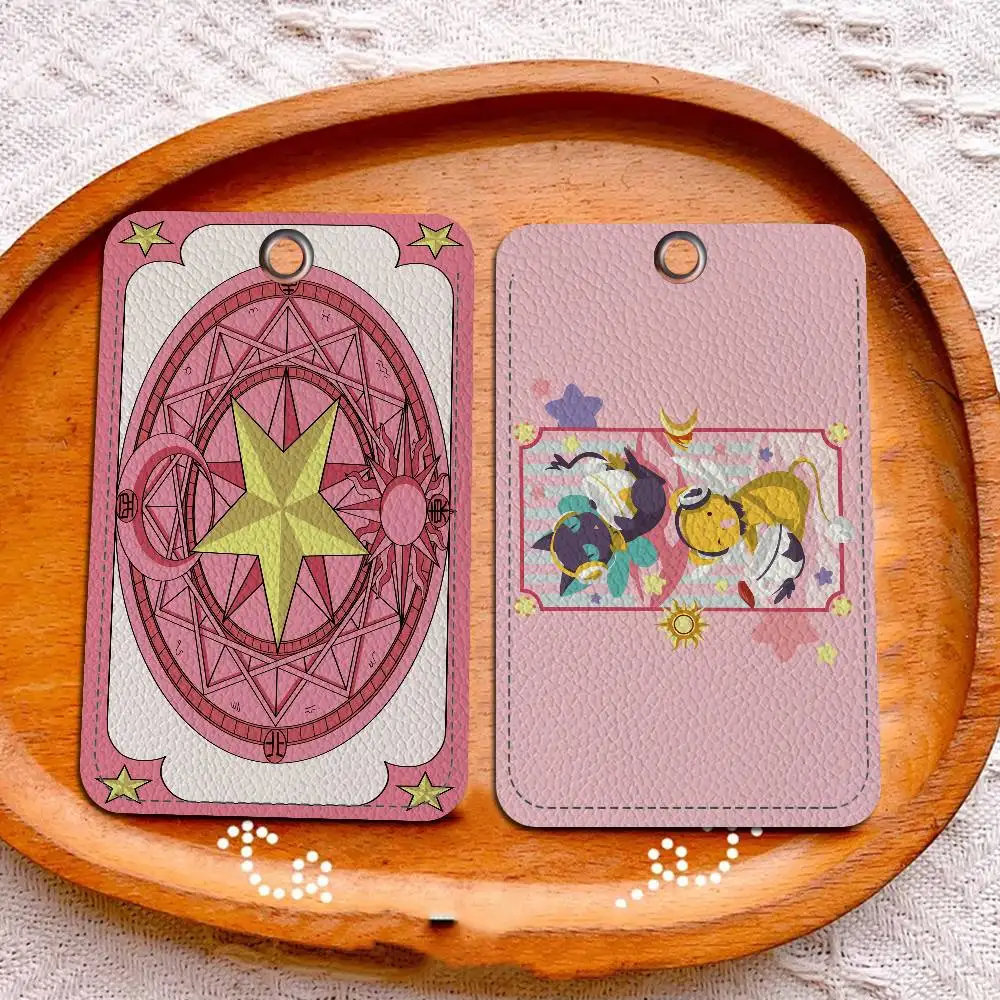 C-Cardcaptor Sakura PU Soft Leather Rectangular Key Card Holder Induction Elevator Protection Cover Youth Faion Accory