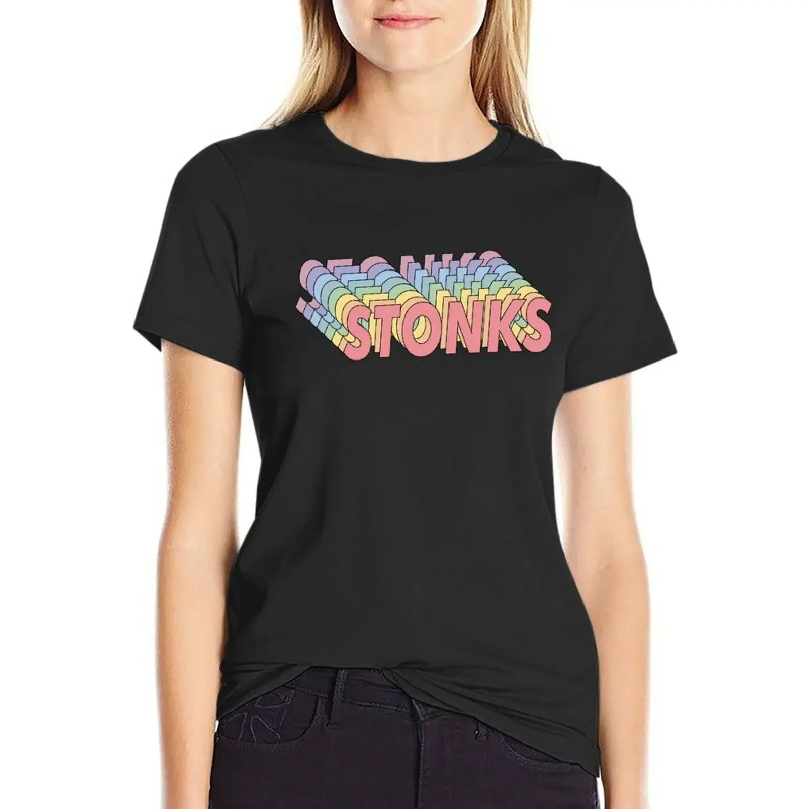 

Stonks T-Shirt cute clothes blacks blanks t-shirts for Women cotton