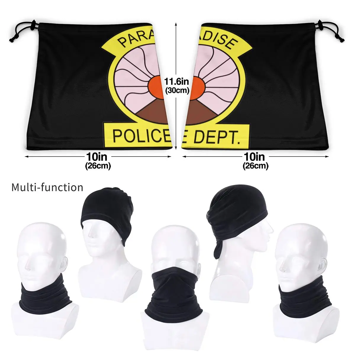 Paradijs Pd Politie Afdeling Badge Tv Microfiber Neck Gaiter Bandana Sjaal Sport Jacht Bergbeklimmen