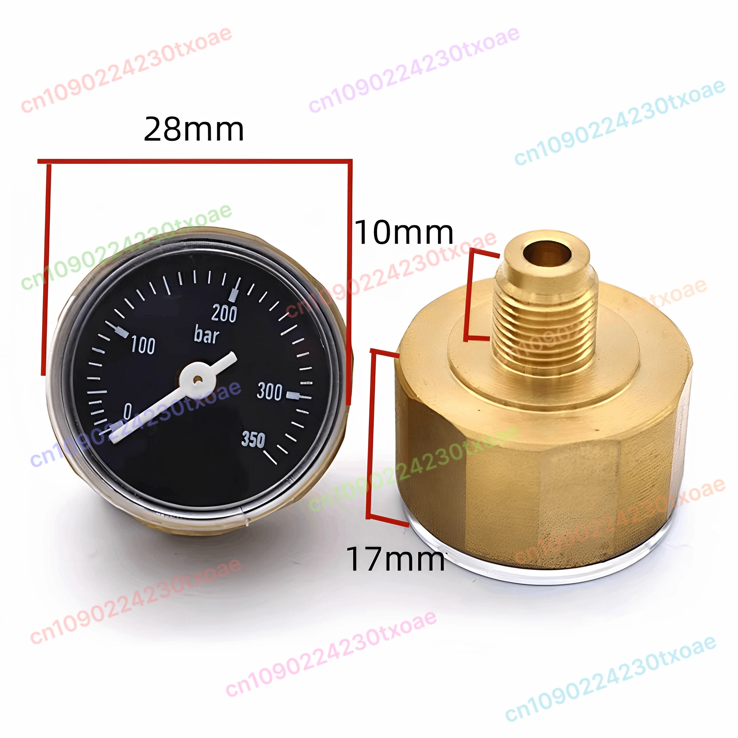 1Pcs Precision Pressure Gauge (28Mm, 350Bar) - Copper Case G1/8 BSPP For Hydraulic Systems & Air Compressors