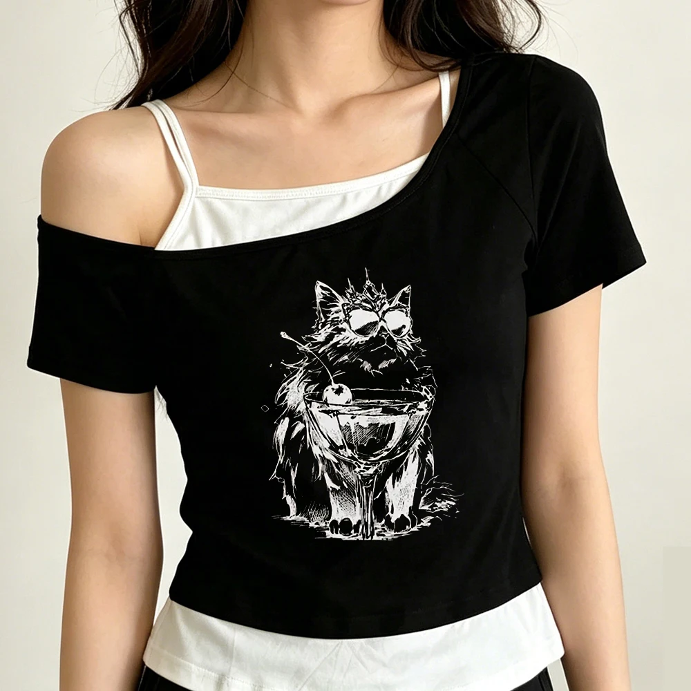 Dungeon Crawler Carl cropped top girl cute goth japan harajuku gyaru t shirt gothic vintage meme