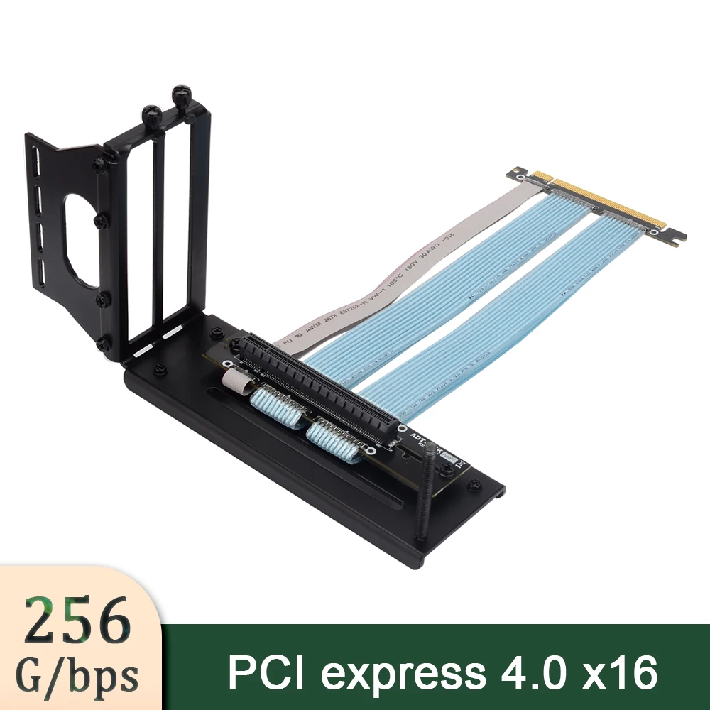 High-Speed PCIe 4.0 Riser Cable 16x GPU Riser Extender with Vertical Mounting Kit for ATX Chassis PC Graphics Cards Extension