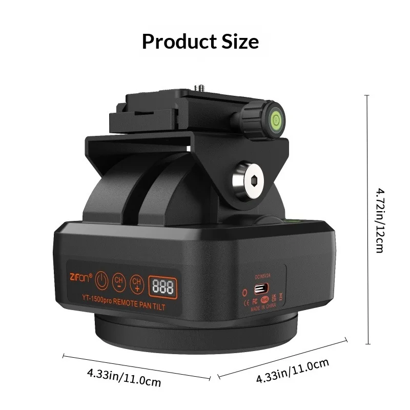 IP66 Waterproof Motorized Head - 2.2kg Load, 40m 2.4G Remote, 360° Rotation, 8-Speed, AB Presets YT-1500 PRO