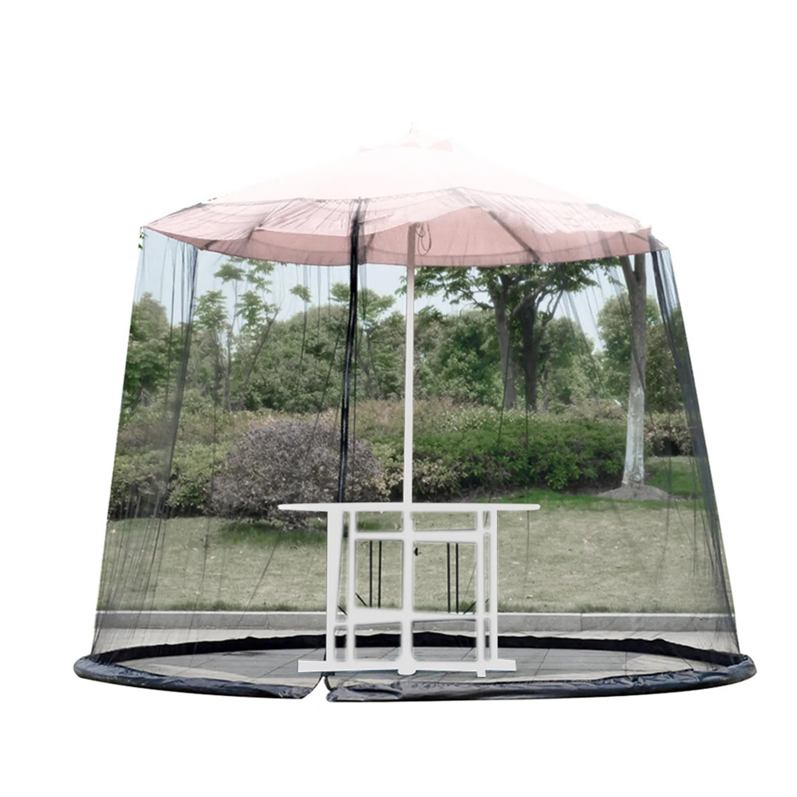 

Patio Umbrella Netting Large Camping Tent Mosquitoes Net Adjustable Polyester Screen Mesh Enclosure With Zipper Door Lightweight