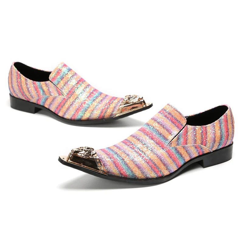 Brett Frühling Herbst Schuhe für Männer Metalle Hut Spike rosa Business Bankett Party sozialisieren Rindsleder Hochzeit Herren schuhe – Detail 14