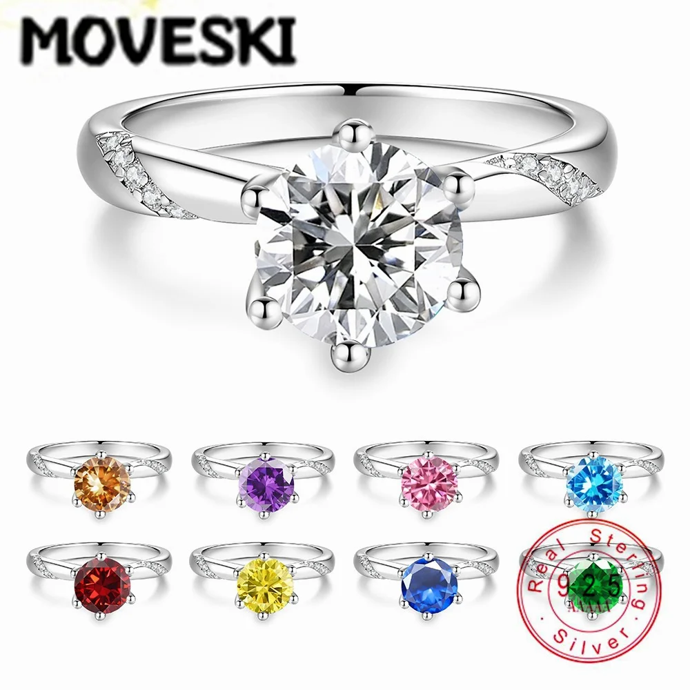 

925 Sterling Silver Moissanite Engagement Ring, Promise Wedding Band for Women, Hypoallergenic Fine Jewelry