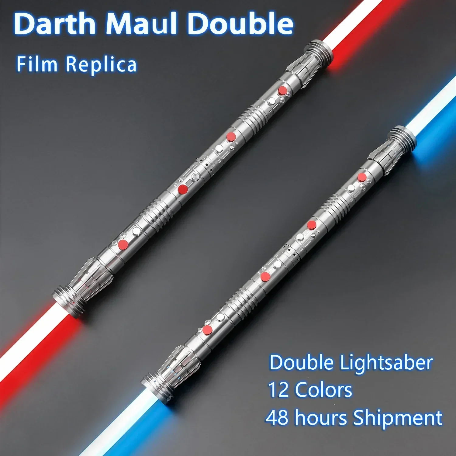 

TXQSABER Darth Maul Double-edged Sword Replica Smooth Swing Lightsaber 2pcs Double Red Blades Sith Metal Hilt Neo Pixel Laser