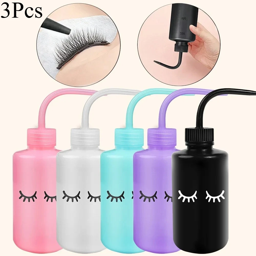 3Pcs 250ML Tattoo Wash Bottle Squeeze Dispenser -Plastic Squirt Bottles for Safe Tattoo Cleaning, Multipurpose Lash Water Bottle