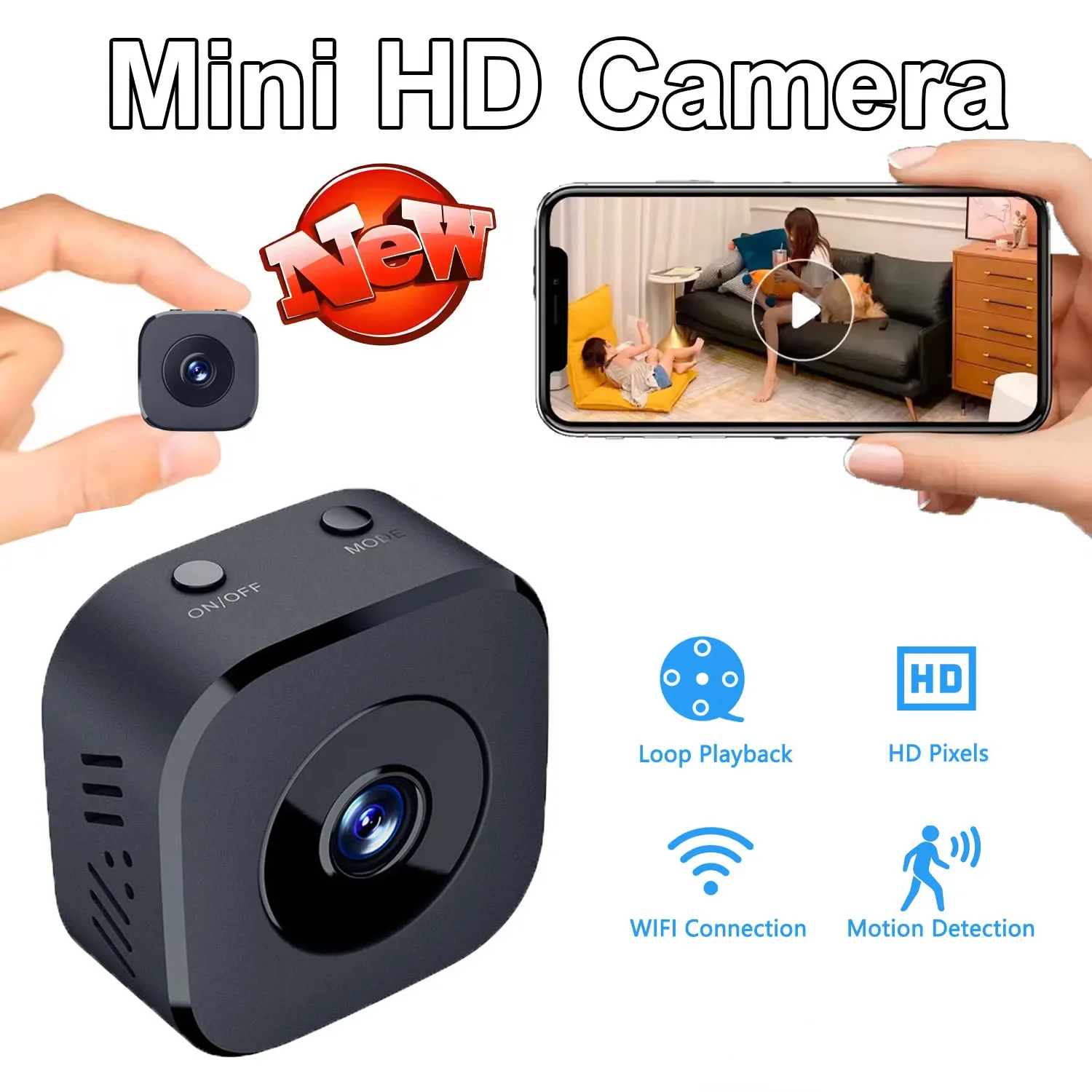 Security Camera HD Mini Full Color Night Vision High Definition WiFi Monitor Waterproof Motion Detect Surveillance Smart Home