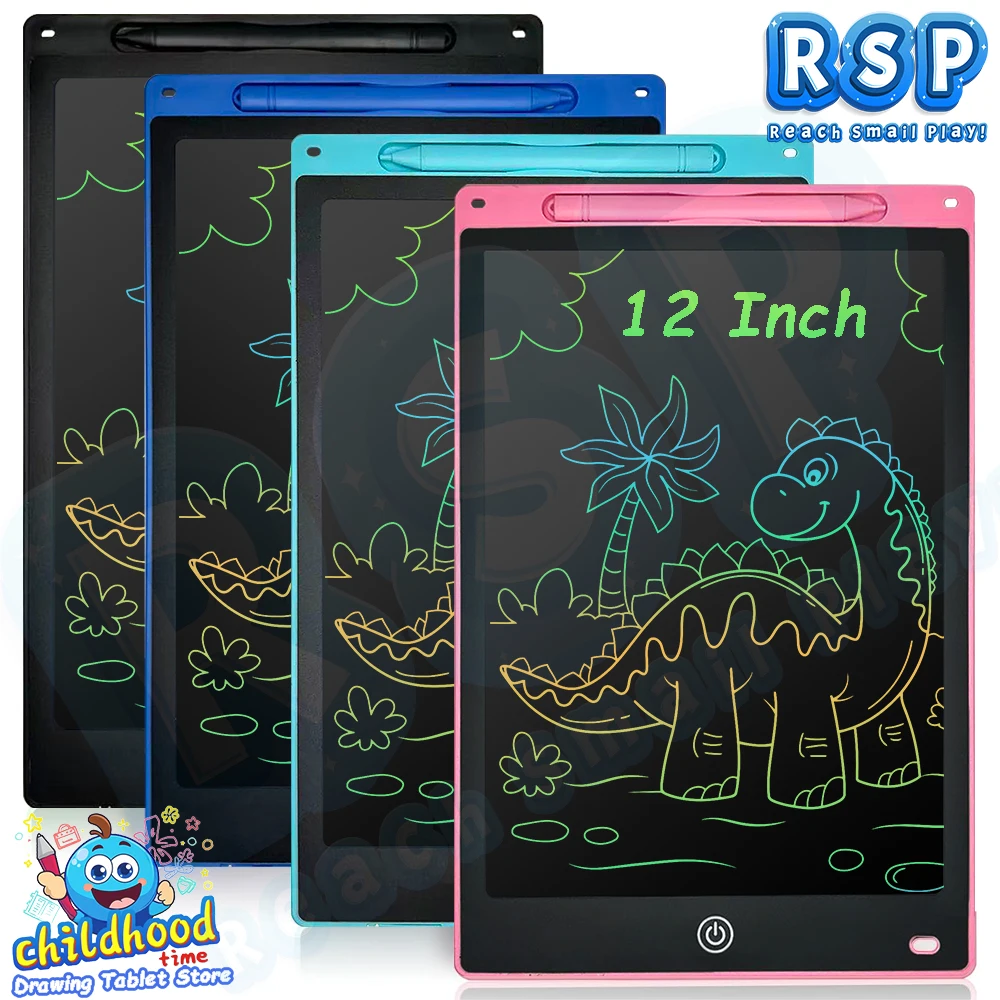 Tableta de Dibujo LCD RSP de 12 Pulgadas, Tableta de Escritura Electrónica con Pantalla a Color, Juguete Educativo para Niños de 3 a 8 Años, Regalos de Cumpleaños