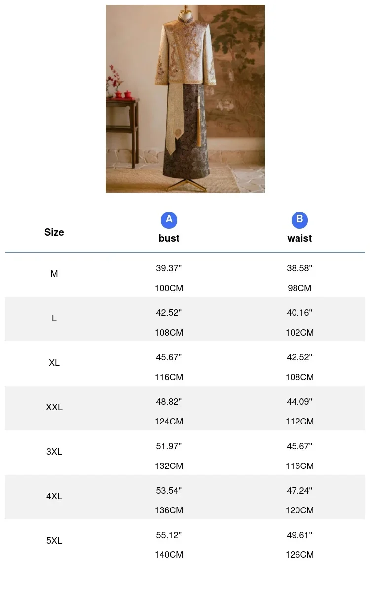 Chinese Style Wedding Groom Costume Luxury 2Pcs Tang Clothes Marriage Suit Bride Toast Clothing Sequins Wedding Qipao