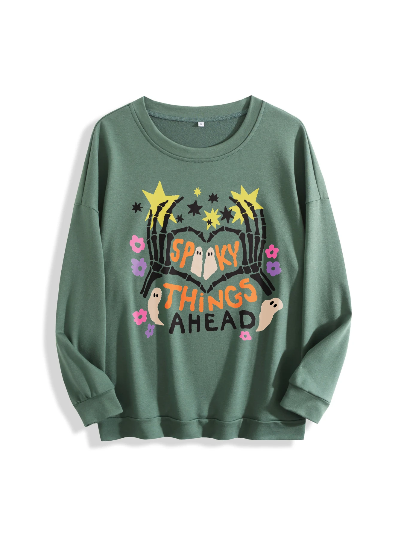 Boho Halloween Cozy Stylish Women’s Crew Neck Jumper Multi Color Loose Pure Cotton for Autumn Winter Halloween Sports Fashion