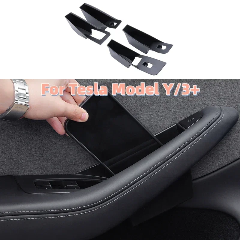 Car Door Storage Box for Tesla Model Y/3+ Highland 2021-2024 Four-door Inner Handle All-inclusive Storage Box Car Accessories