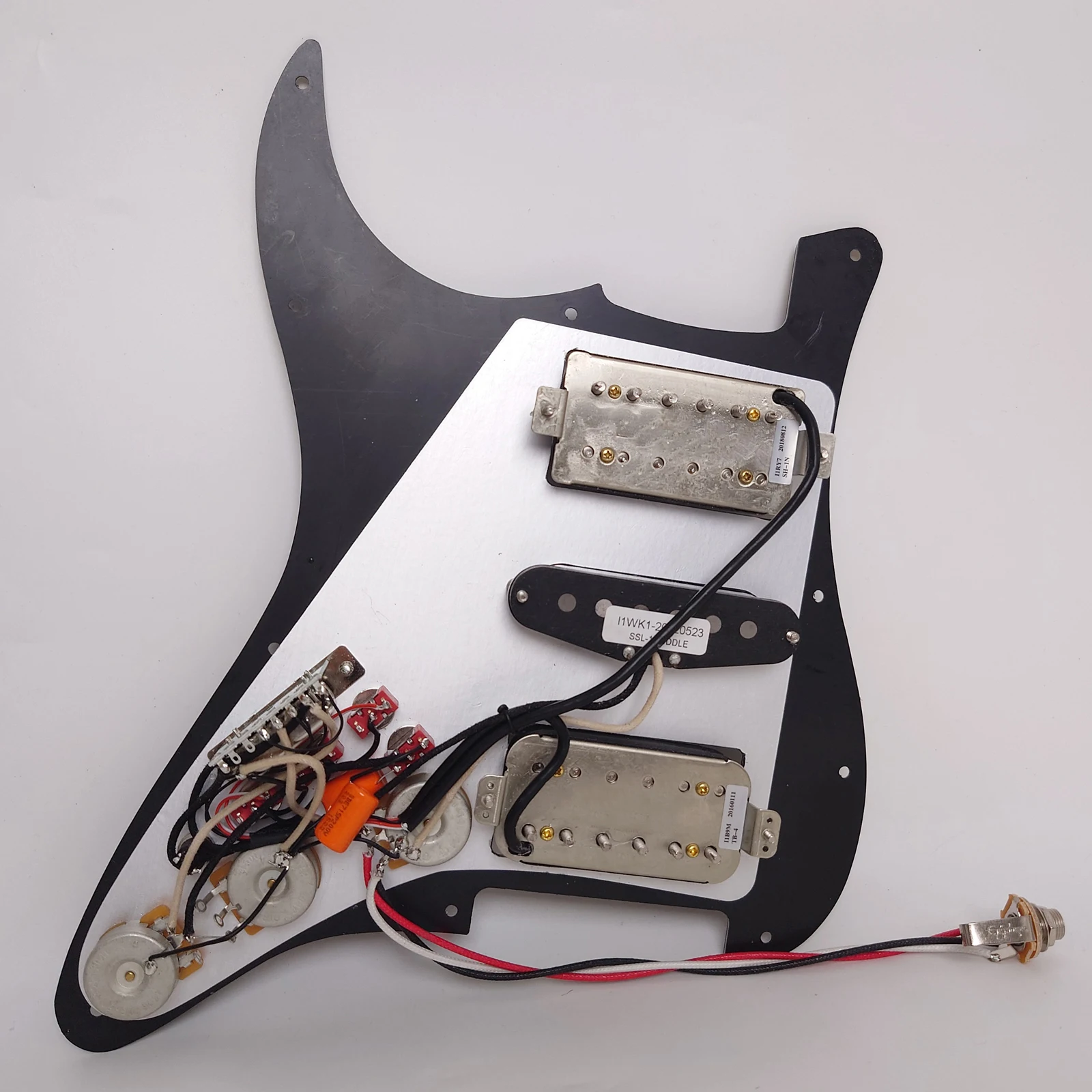 Guitar Prewired Loaded Pickguard with Coil Splitting HSH Alnico 5 Humbucker Pickups Set for ST Electric Guitar