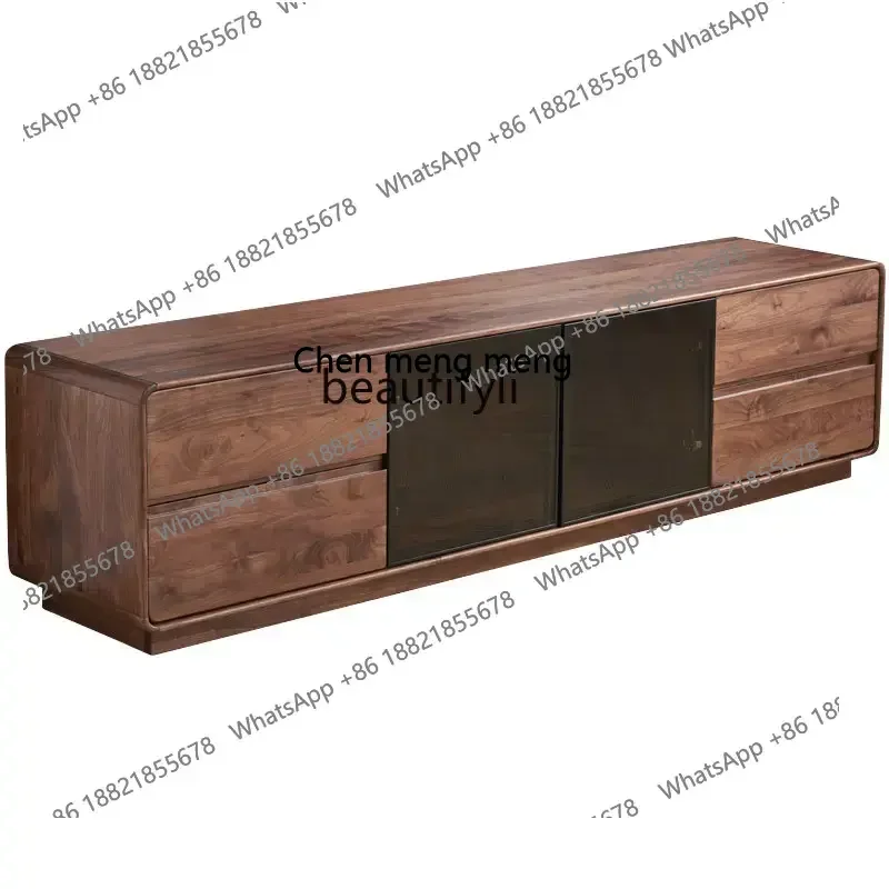 

X A Black Walnut Solid Wood TV Stand Nordic Solid Wood Living Room Home TV Cabinet Table storage cabinet furniture