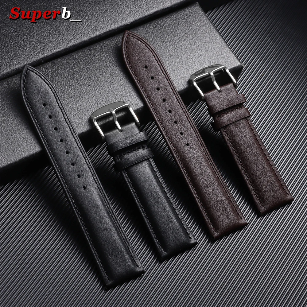 12/14/16/18/19/20/21/22/24 mm Kalbsleder-Uhrenarmband, weiches Material, Uhrenarmband für Herren und Damen, schwarzes Ersatz-Armbanduhrenarmband – Detail 3