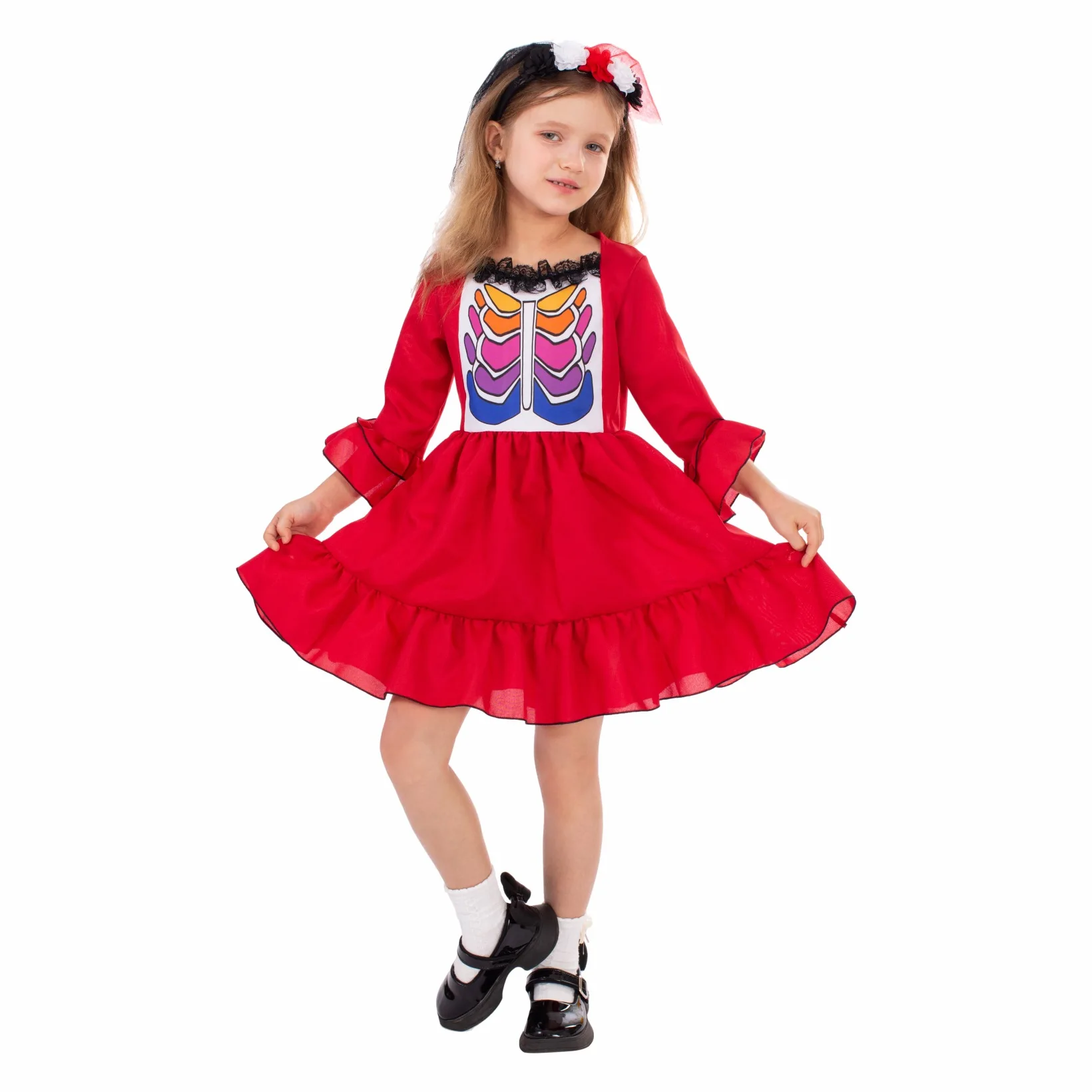 Kinderdag Van De Dood Cospaly Kostuum Jongens Meisjes Halloween Enge Cosplay Kostuums Kind Verkleedkleding Schedel Kostuums