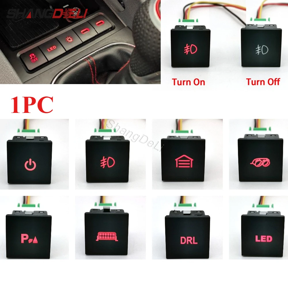 1PC Fit For VW Jetta Golf 6 MK6 2006 - 2012 Car LED DRL Parking Radar Power On Off Garage Fog Light Switch with Wire