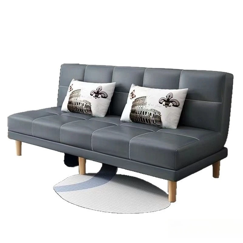 Sofa minimalist cat-scratch leather sofa bed, small apartment integrated dual-use foldable  bed, office folding