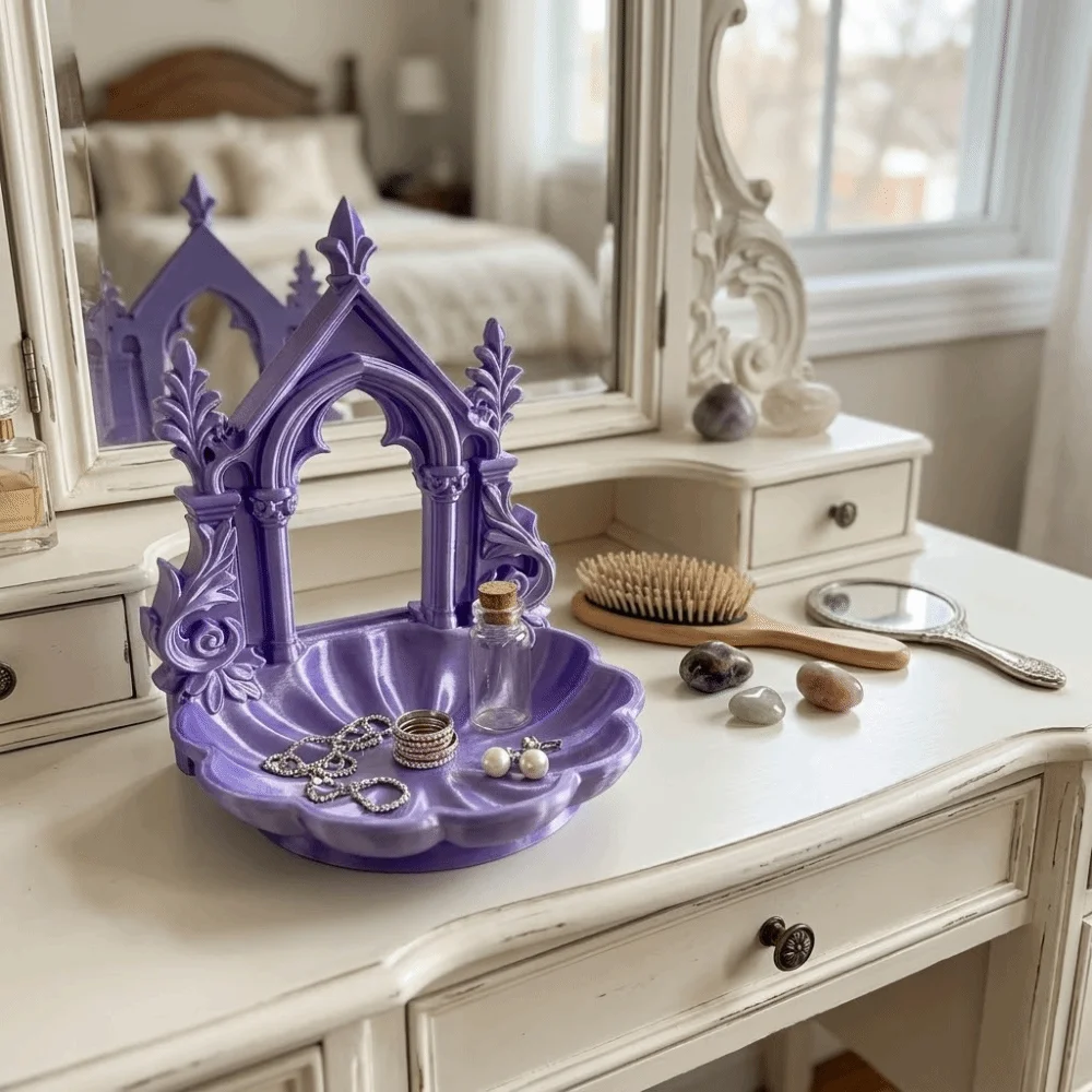 Gothic Style Jewelry Storage Box Elegant Arch Shape Jewelry Organizer Tray Retro Design Display Home Decorative Ornament Bedroom