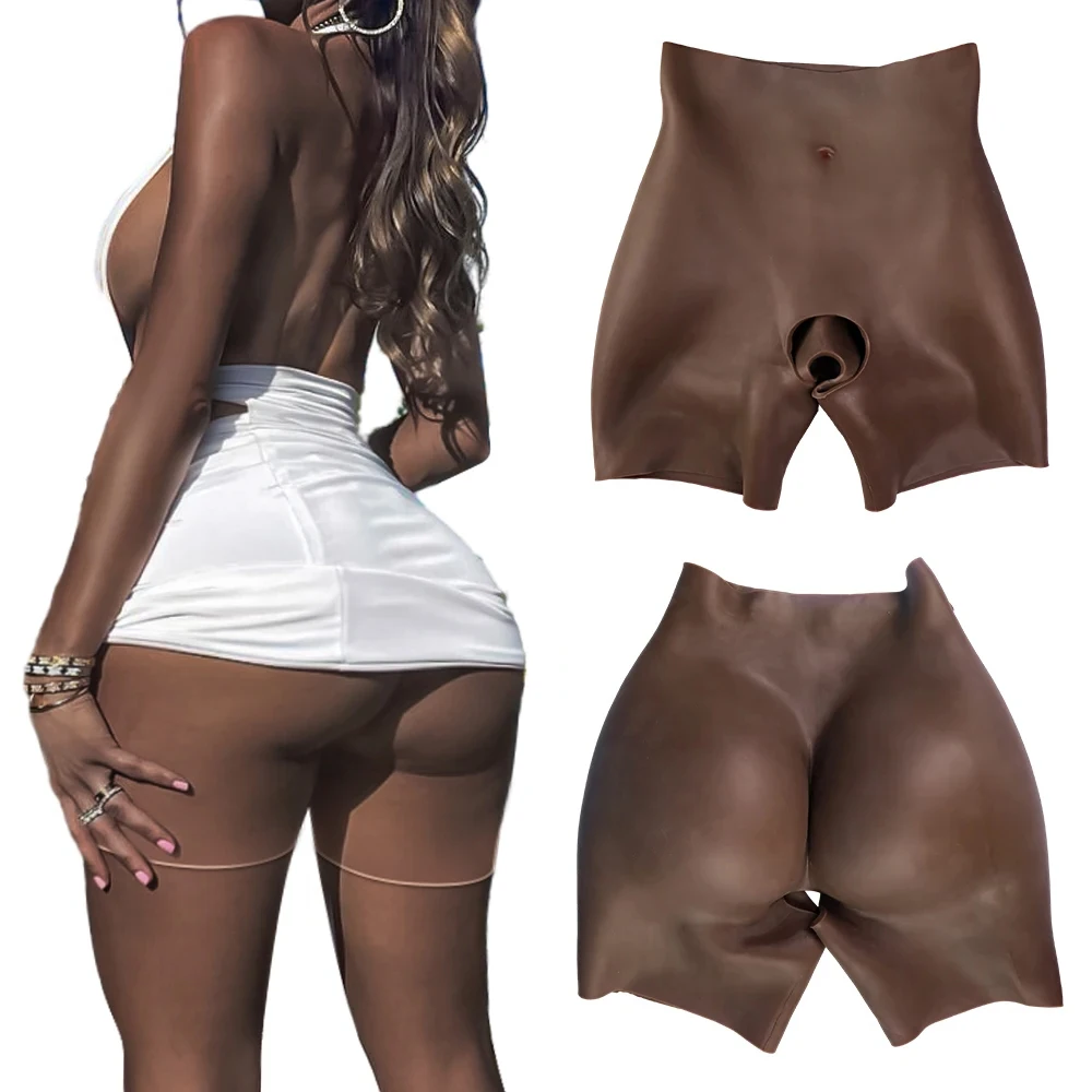 Realistic 1.2Cm Fake Butts Enhancement Shapewear Female Silicone Buttocks Panties High Waist Open Crotch Pants For African Women