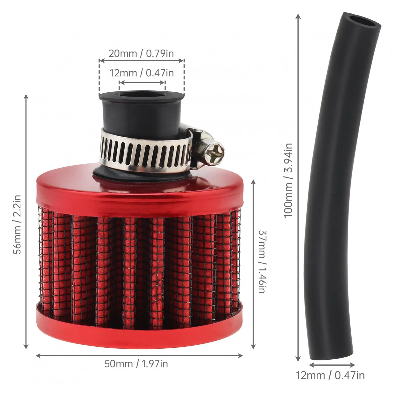 212cc 196cc 12mm / 0.47inch Air Filter Fit for Honda Predator Coleman / GX160 GX200 CT200U Mini Bike Go Kart with Chamber Hose