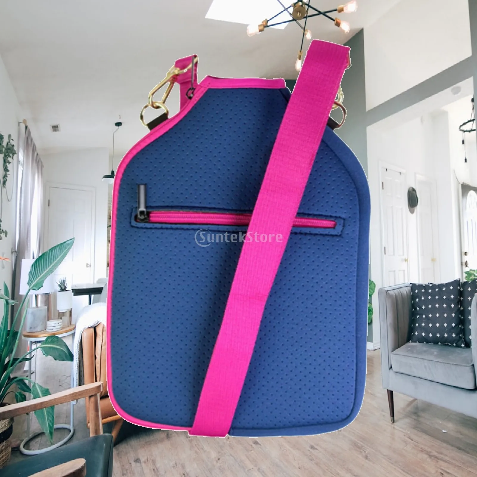Detachable Shoulder Strap Neoprene Paddle Cover Zippered Sleeve Storage Holder Bag for Table Tennis Game