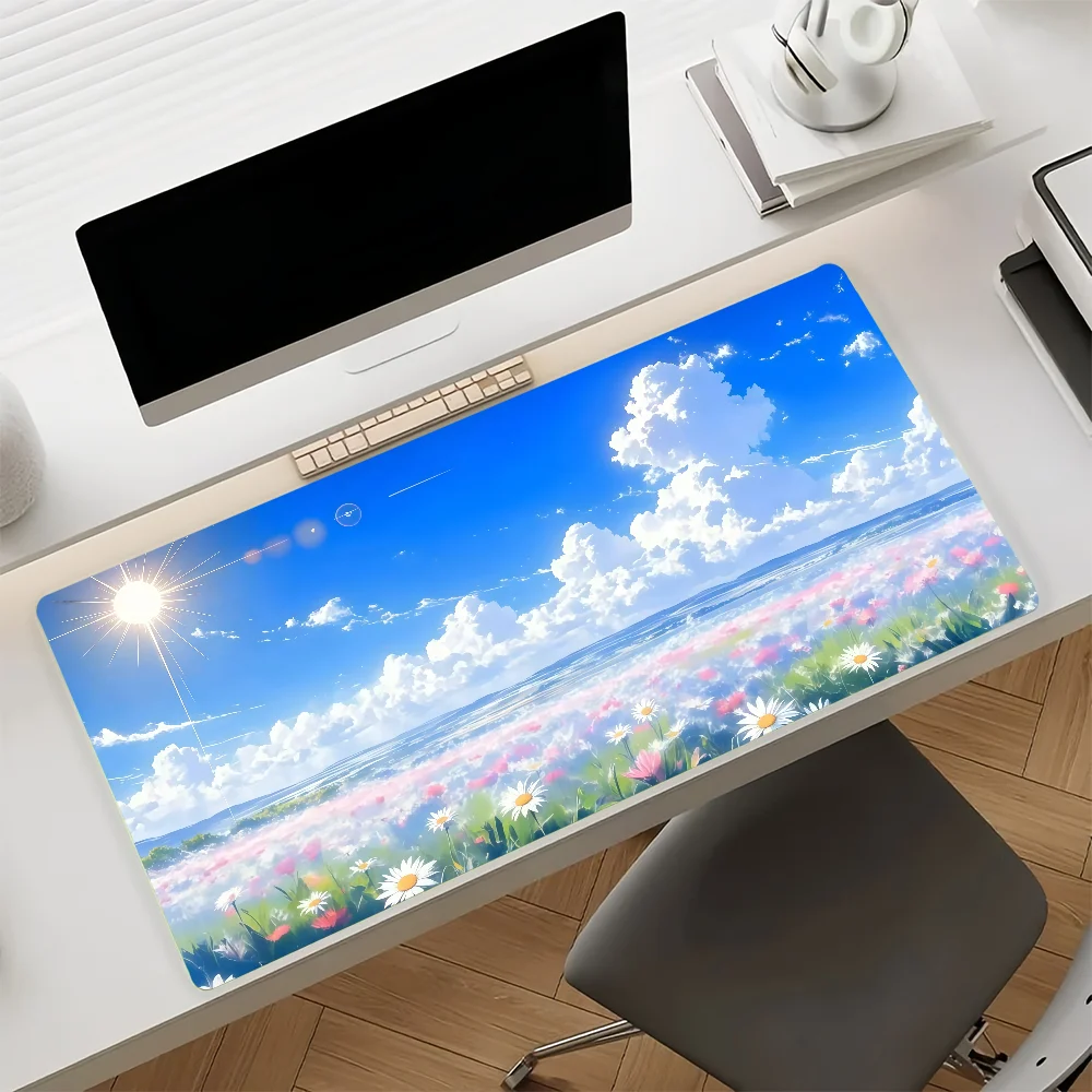 Dreamy Sky Blue Mouse Pad Anti Slip Rubber Edge Locked Thickened Laptop Gaming Desk Mat