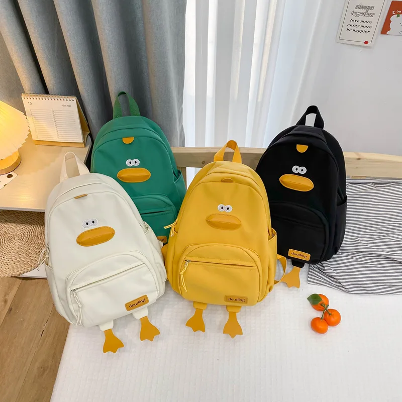 New Korean Style Cute Cartoon Nylon Shoulder Backpack for Boys and Girls Fashion Kids Student School Bag