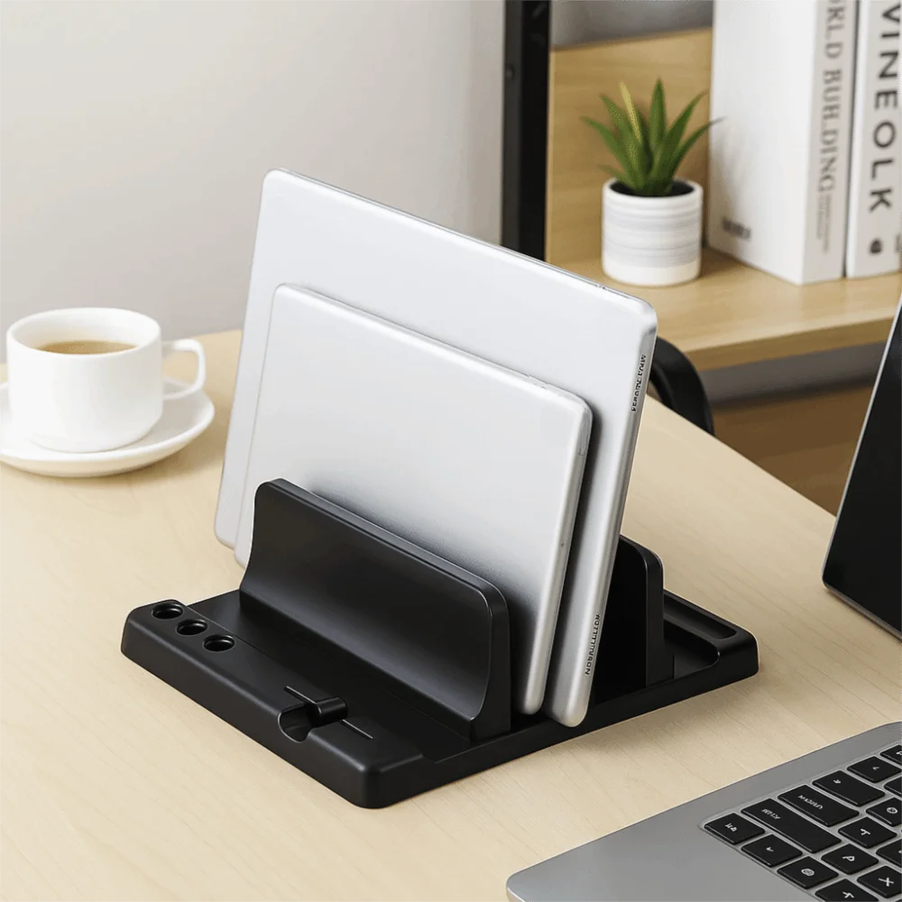 

Storage Rack Universal Tablet Stand Scalable Width Portable Laptop Stand Adjustable Plastic Vertical Stand PC Laptop