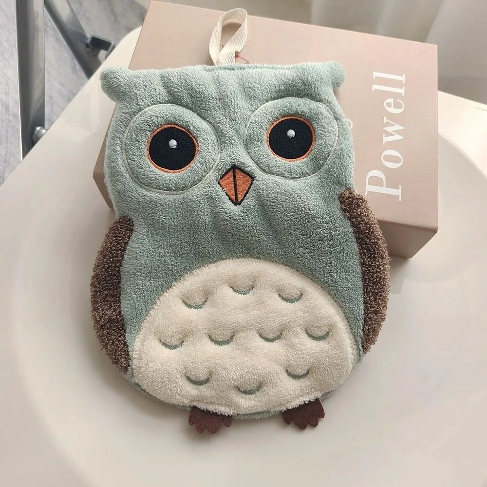 Funny Soft Owl Hanging Towels Absorbent Cartoon Hand Washcloth Cute Lint Free Kitchen Towel Kitchen