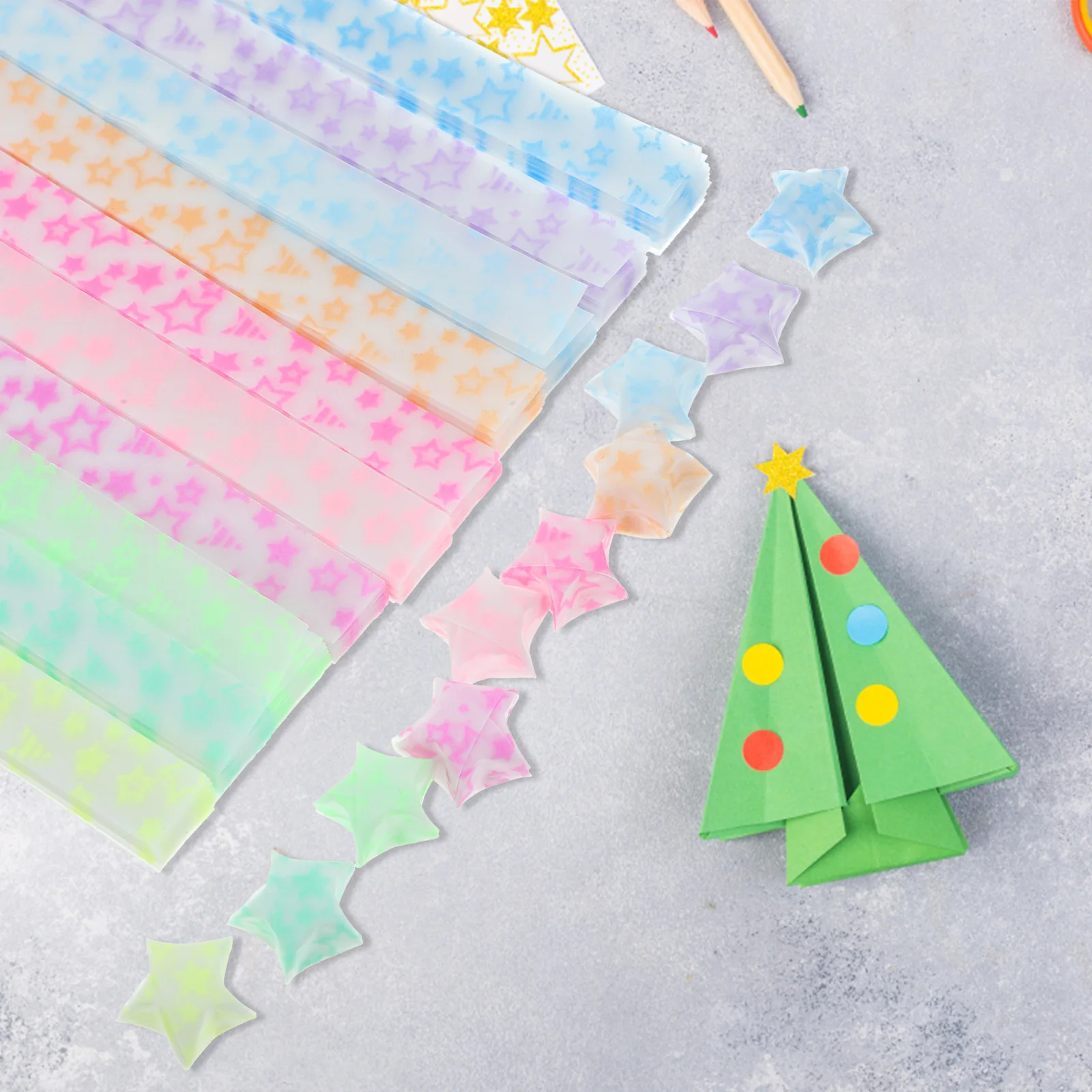 

840 Pcs Luminous Star Origami Foldable Paper Craft Lucky Kit Folding Crafts for Beginners Papers Making