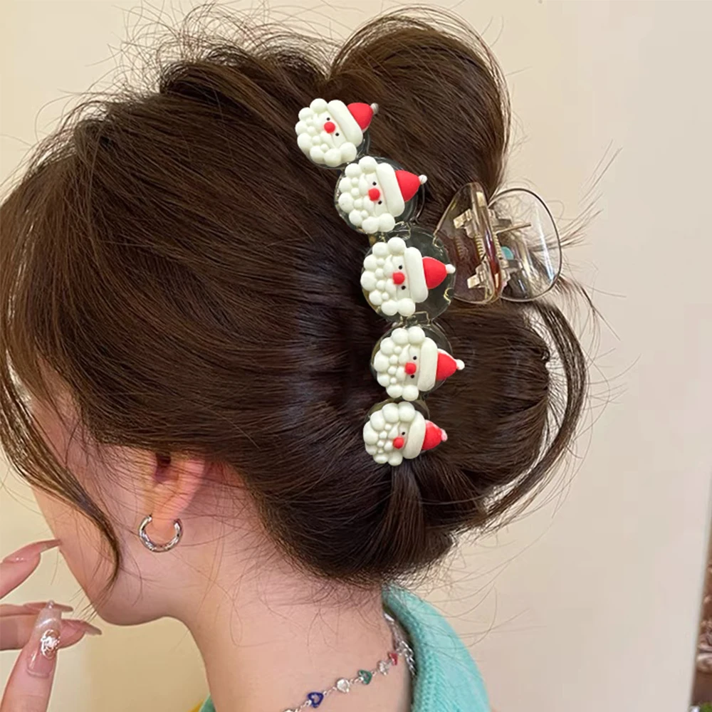 

AWAYTR Christmas Decorated Ponytail Large Hair Claw Crab Hair Accessories for Women Acrylic Hair Clips Hairpins Girl Barrettes