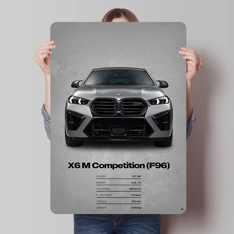 Sports X6 M Competition (F96) Car Poster Customized Vintage Metal Signs Wall Art Retro Tin Plaque for Fans Decoration Garage