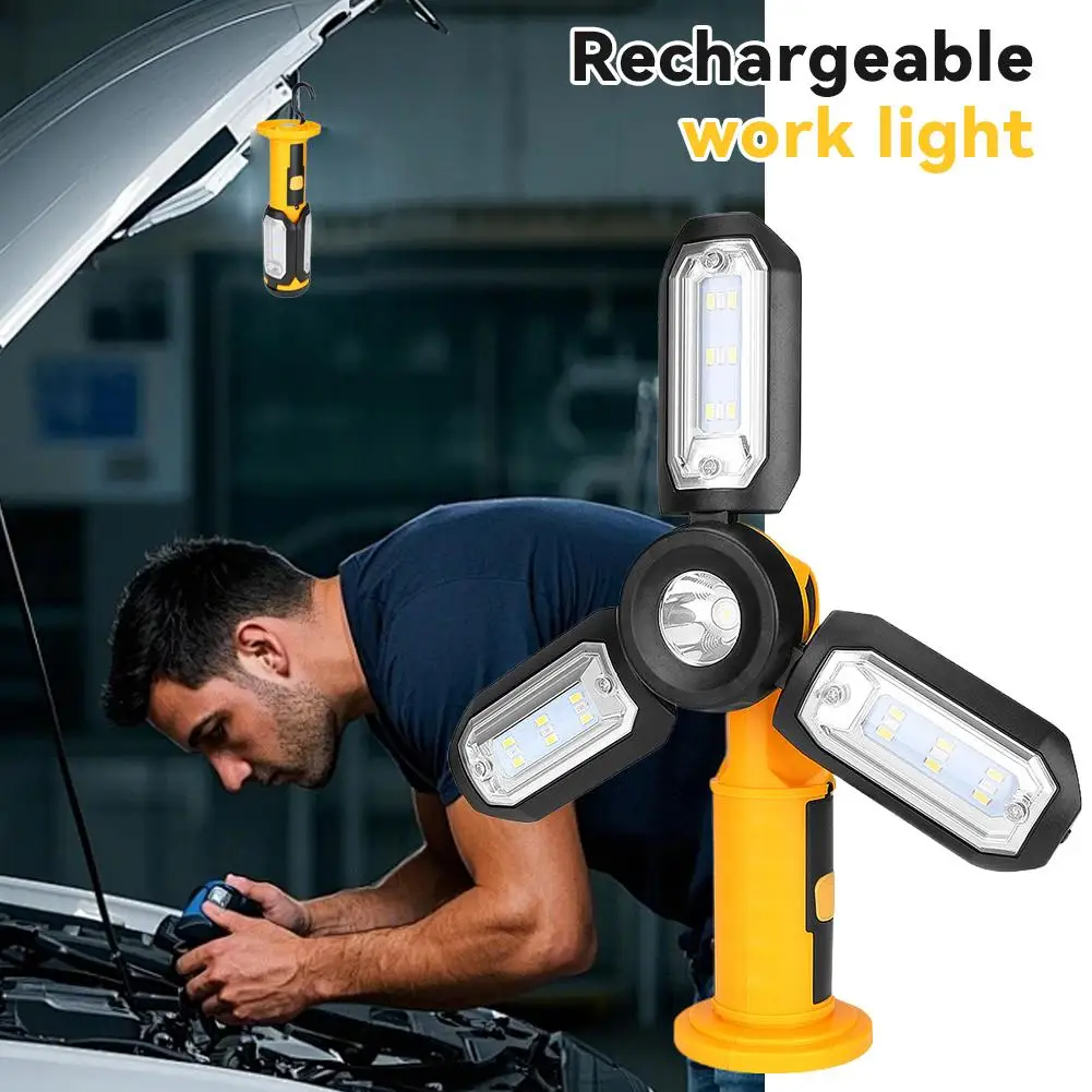 

Складной светодиодный фонарь для кемпинга, перезаряжаемый через USB, портативный уличный фонарик, трехлопастная аварийная лампа для походов и ремонта