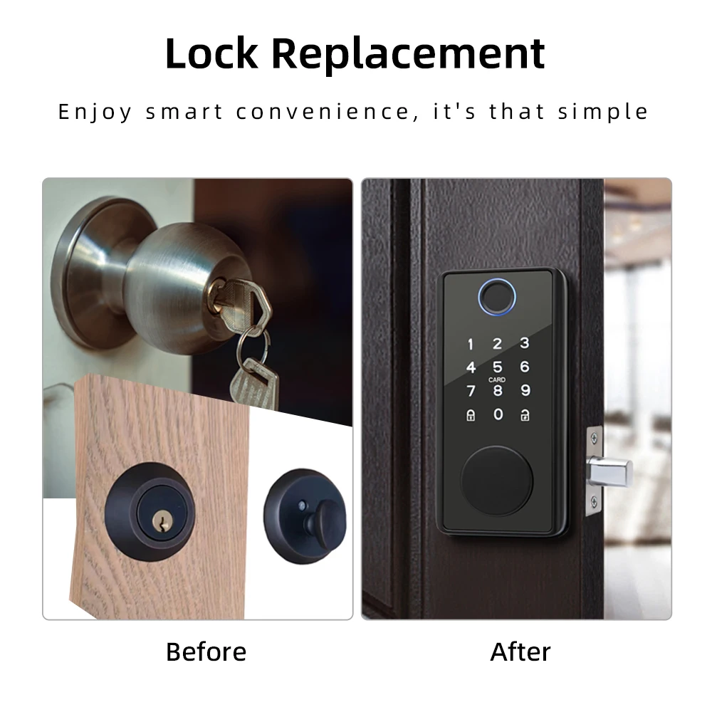 Imagem -05 - Raykube-smart Fingerprint Deadbolt Bloqueio com Trava Sensor de Porta Auto Lock Key Cartão de Senha tt Bloqueio App Desbloquear Ds01 tt