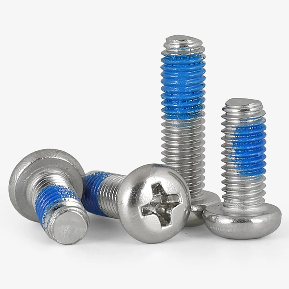 304 Stainless Steel Blue Adhesive Round Head Cross Groove Anti Loosening And Anti-Slip Pan Head Screw M1.2M1.4M1.6M2M2.5M3